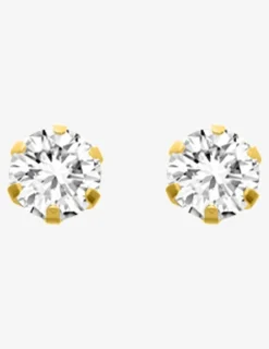 Boucles d'oreilles clous plaqué or et oxyde de zirconium serti griffes 7 mm SO OR