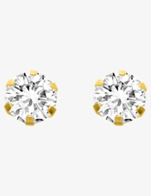 Boucles d'oreilles clous plaqué or et oxyde de zirconium serti griffes 7 mm SO OR