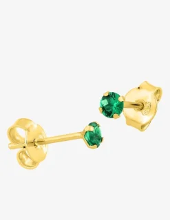 Boucles d'oreilles clous rhodium en plaqué or et oxyde de zirconium vert SO OR