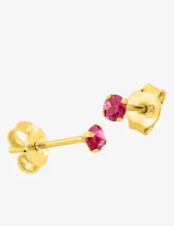 Boucles d'oreilles clous rhodium en plaqué or et oxyde de zirconium rouge SO OR