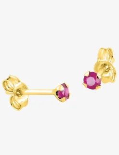 Boucles d'oreilles clous rubis 2,5 mm or jaune 750‰ SO OR