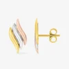 Boucles d'oreilles clous tricolores en or 375‰ SO OR