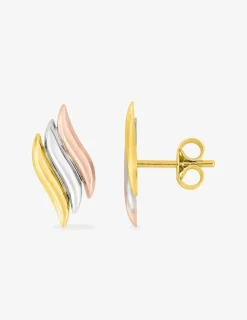 Boucles d'oreilles clous tricolores en or 375‰ SO OR