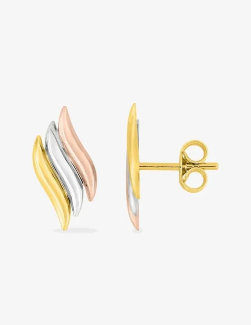 Boucles d'oreilles clous tricolores en or 375‰ SO OR