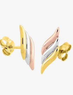 Boucles d'oreilles clous tricolores en or 375‰ SO OR