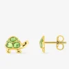 Boucles d'oreilles clous tortue or jaune 750‰ et laque SO OR