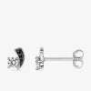 Boucles d'oreilles clous virgules bicolores argent rhodié 925‰ avec oxyde de zirconium SO OR