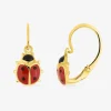 Boucles d'oreilles coccinelle or jaune 750 ‰ et laque SO OR