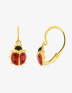 Boucles d'oreilles coccinelle or jaune 750 ‰ et laque SO OR