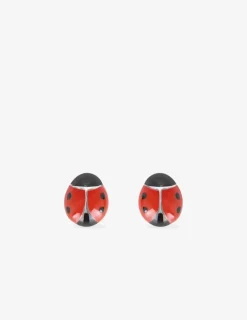 Boucles d'oreilles coccinelles argent 925 ‰ laque rouge et noir SO OR