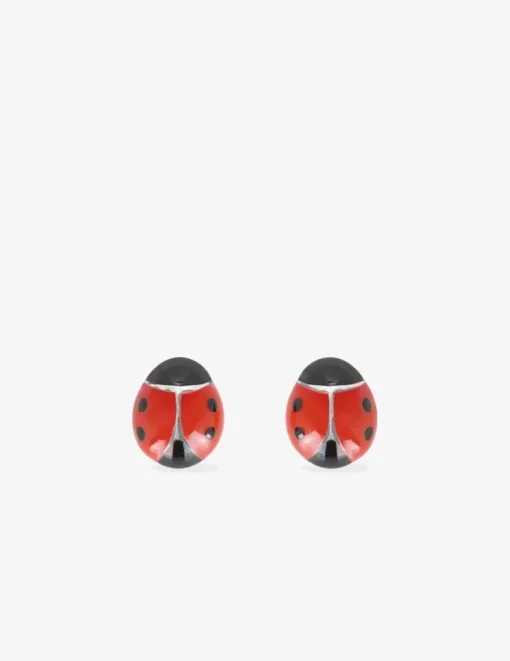 Boucles d'oreilles coccinelles argent 925 ‰ laque rouge et noir SO OR