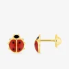 Boucles d'oreilles coccinelle or jaune 750‰ et laque fermoir vis SO OR