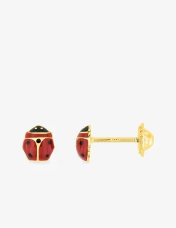 Boucles d'oreilles coccinelles clous or jaune 375 ‰ SO OR