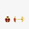 Boucles d'oreilles coccinelle or jaune 375‰ et laque SO OR