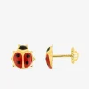 Boucles d'oreilles coccinelle or jaune 375‰ et laque SO OR