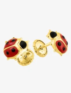 Boucles d'oreilles coccinelle or jaune 375‰ et laque SO OR