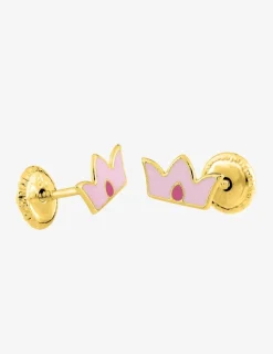 Boucles d'oreilles couronne or jaune 375‰ et laque SO OR