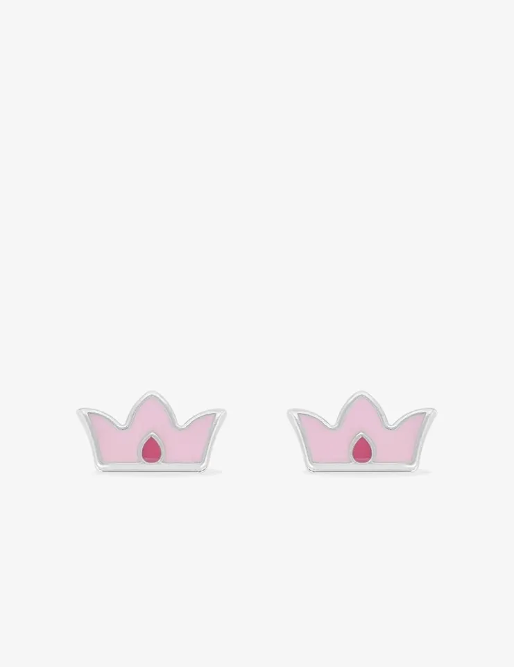 Boucles d'oreilles couronnes argent 925 ‰ laque rose SO OR