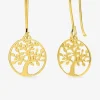 Boucles d'oreilles crochets or jaune 750 ‰ motif arbre SO OR