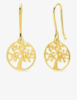 Boucles d'oreilles crochets or jaune 750 ‰ motif arbre SO OR