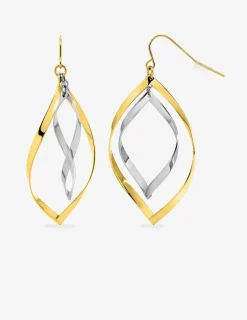 Boucles d'oreilles crochet losanges ondulés acier et acier doré SO OR