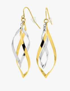 Boucles d'oreilles crochet losanges ondulés acier et acier doré SO OR