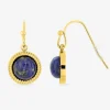 Boucles d'oreilles crochet acier doré et lapis-lazuli bleu SO OR