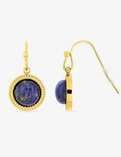 Boucles d'oreilles crochet acier doré et lapis-lazuli bleu SO OR