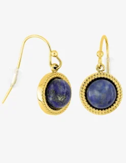 Boucles d'oreilles crochet acier doré et lapis-lazuli bleu SO OR
