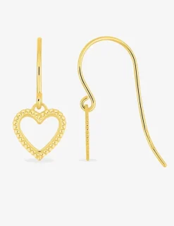 Boucles d'oreilles crochets cœur en or jaune 375‰ SO OR