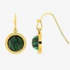 Boucles d'oreilles crochet acier doré et malachite SO OR
