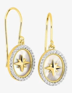 Boucles d'oreilles crochet plaqué or oxyde de zirconium et rhodium SO OR