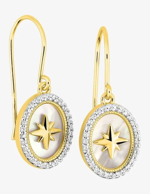 Boucles d'oreilles crochet plaqué or oxyde de zirconium et rhodium SO OR