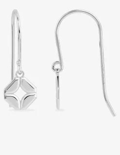 Boucles d'oreilles crochet argent 925 ‰ rhodié pendentif carré SO OR