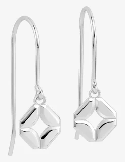 Boucles d'oreilles crochet argent 925 ‰ rhodié pendentif carré SO OR