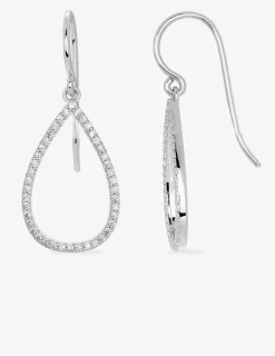 Boucles d'oreilles crochet goutte argent 925‰ rhodié et oxydes de zirconium SO OR