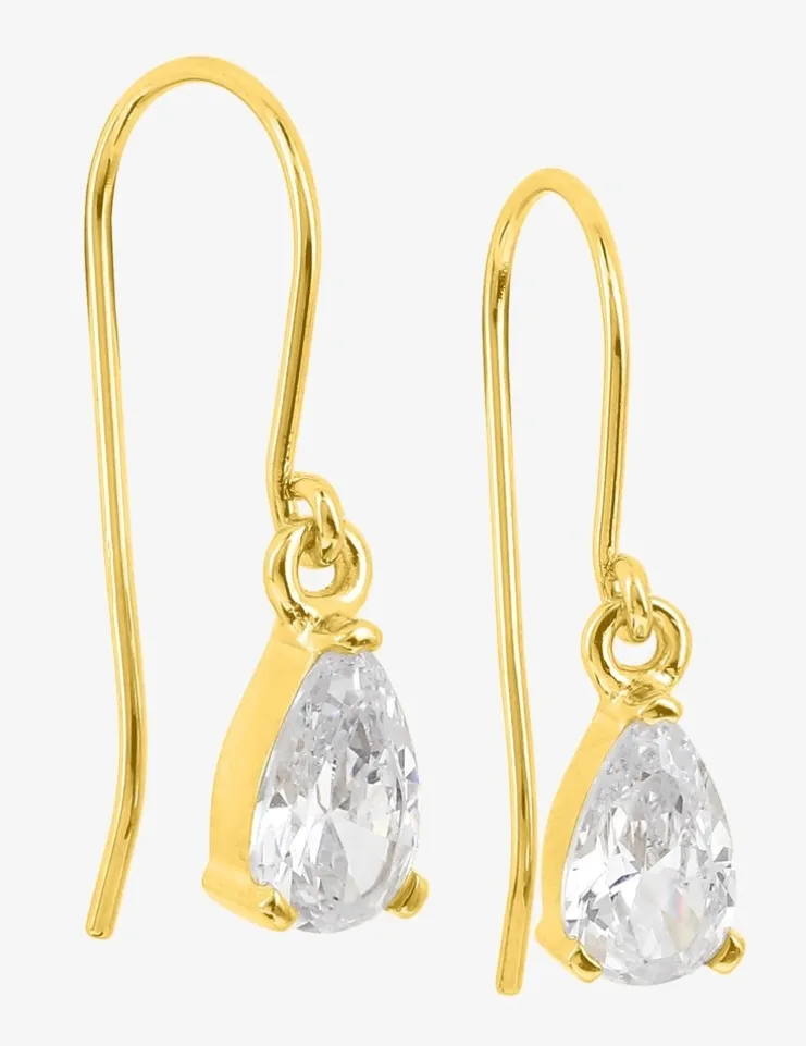 Boucles d'oreilles crochet plaqué or et oxyde de zirconium poire SO OR