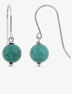 Boucles d'oreilles crochet argent 925‰ rhodié et turquoise 8 mm SO OR