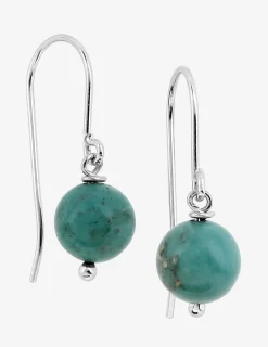 Boucles d'oreilles crochet argent 925‰ rhodié et turquoise 8 mm SO OR