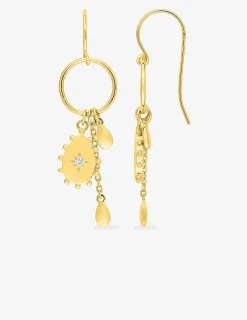 Boucles d'oreilles crochet breloques gouttes plaqué or et oxyde de zirconium SO OR