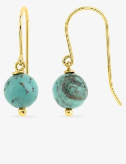 Boucles d'oreilles crochet en plaqué or avec turquoise SO OR