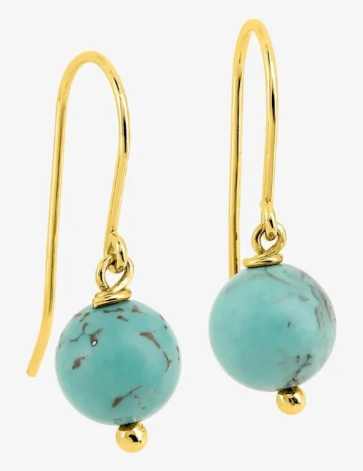 Boucles d'oreilles crochet en plaqué or avec turquoise SO OR