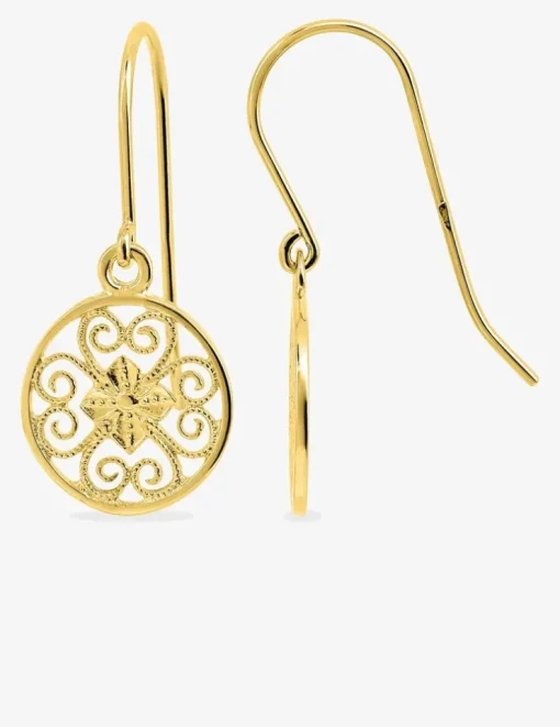 Boucles d'oreilles crochet rond 12 mm filigrane plaqué or SO OR