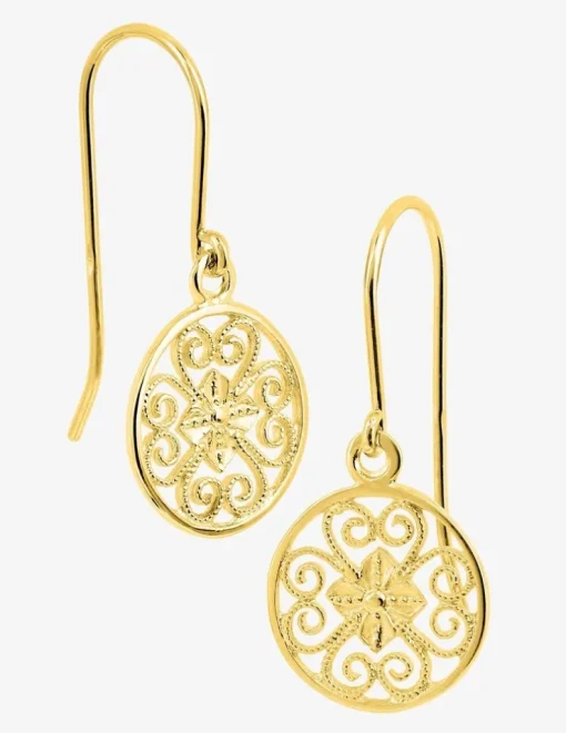 Boucles d'oreilles crochet rond 12 mm filigrane plaqué or SO OR