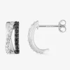 Boucles d'oreilles croisées bicolores argent rhodié 925‰ avec oxyde de zirconium. SO OR