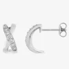 Boucles d'oreilles croisées argent rhodié 925‰ avec oxyde de zirconium SO OR