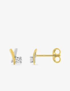 Boucles d'oreilles croisillon en or 375‰ et oxyde de zirconium SO OR