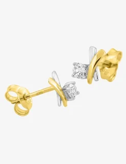 Boucles d'oreilles croisillon en or 375‰ et oxyde de zirconium SO OR