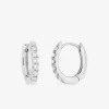 Boucles d'oreilles créoles en or blanc 375 ‰, six diamants synthétiques 0,15 ct SO OR