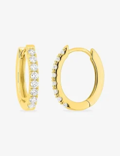 Boucles d'oreilles créoles en or jaune 375‰ diamant synthétique 0,30 ct F-VS SO OR